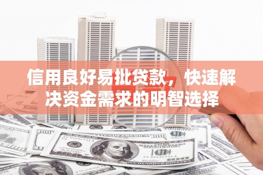 盐边信用良好易批贷款，快速解决资金需求的明智选择