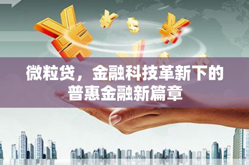 盐边微粒贷，金融科技革新下的普惠金融新篇章