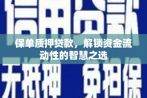 盐边保单质押贷款，解锁资金流动性的智慧之选