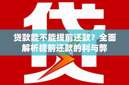 盐边贷款能不能提前还款？全面解析提前还款的利与弊