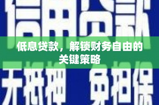 盐边低息贷款，解锁财务自由的关键策略
