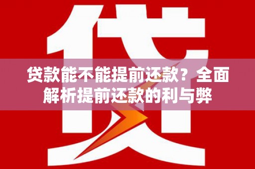 盐边贷款能不能提前还款？全面解析提前还款的利与弊
